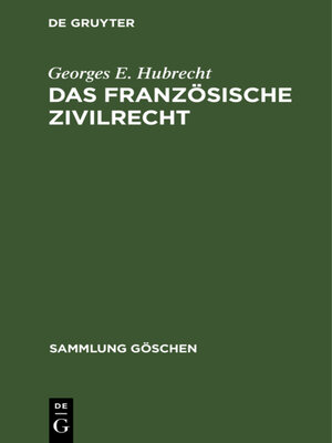cover image of Das französische Zivilrecht